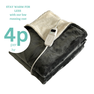 Grey electric sherpa heated throw cost 4p/hour to run