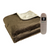 Neatly folded brown heated throw with controller