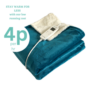 Teal sherpa heated throw cost 4p/hour to run