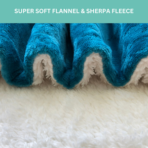 Super soft teal flannel sherpa teddy fleece material close up photo