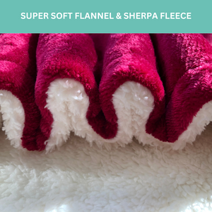 Super soft raspberry red flannel sherpa fleece material