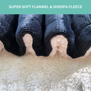 Close photo of Super soft black flannel sherpa fleece material