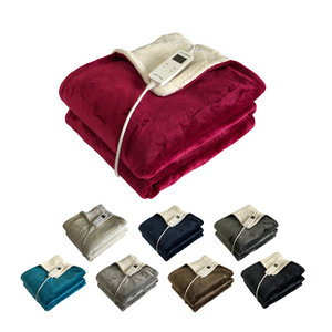 Red, cream, navy, grey, teal, light grey, brown, black neatly folded electric sofa blankets
